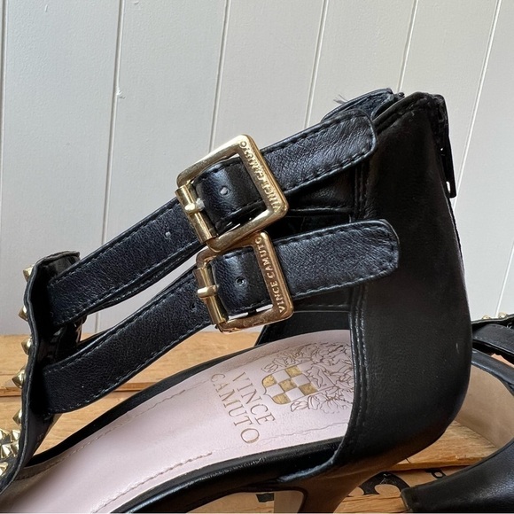 Vince Canute Black with Gold Studded Heels, Size 8 - Picture 5 of 11